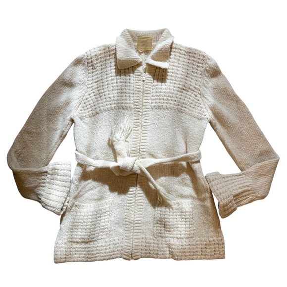 Gaeltarra Zip Up Cardigan Sweater w/ Belt - 100% Pure New Wool -See Measurements - Picture 1 of 12